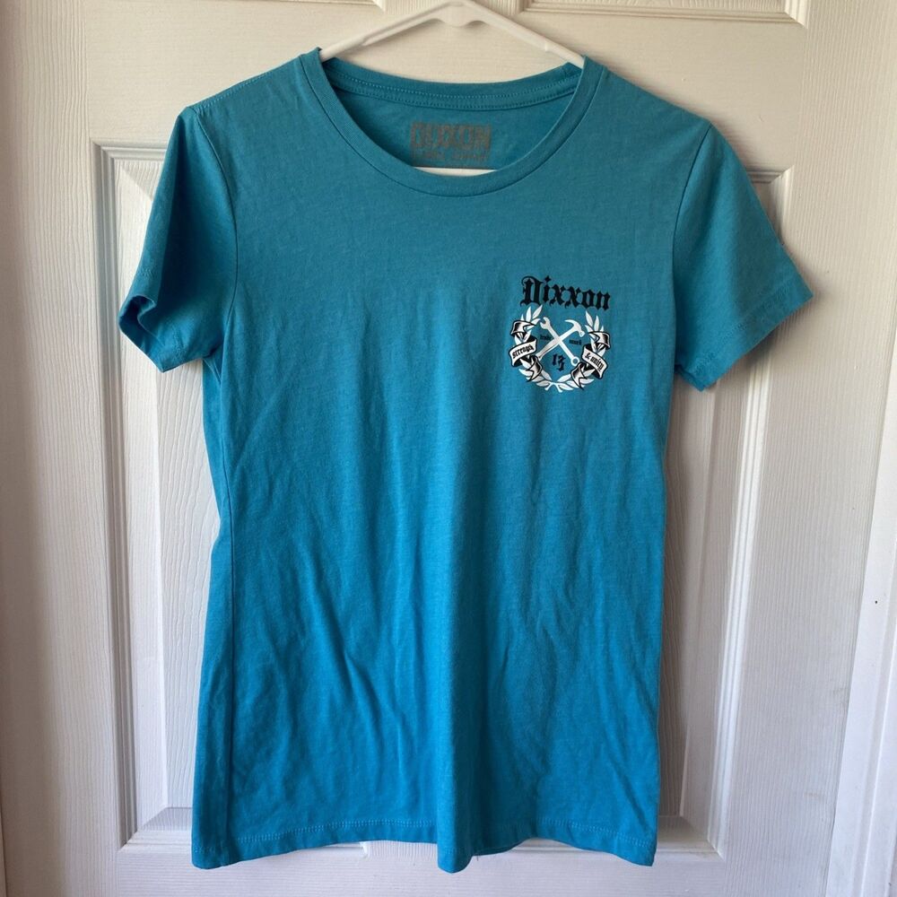 Dixxon Flannel Company Graphic T Shirt Women’s Size Medium Logo Blue Crew Neck